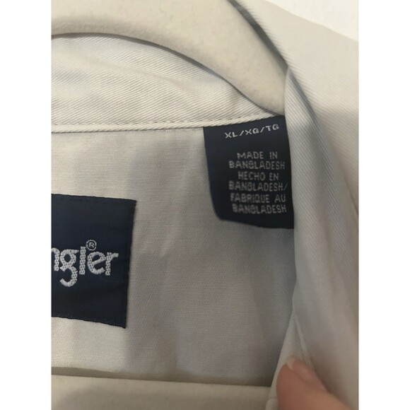 Mens Wrangler Light Khaki Heavy Cotton Work Shirt Western Pearl Snap Size XL - Picture 3 of 12
